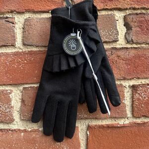Nordstrom Women’s Ruffle Tech Wool-Blend Gloves – Black, Medium (NWT)